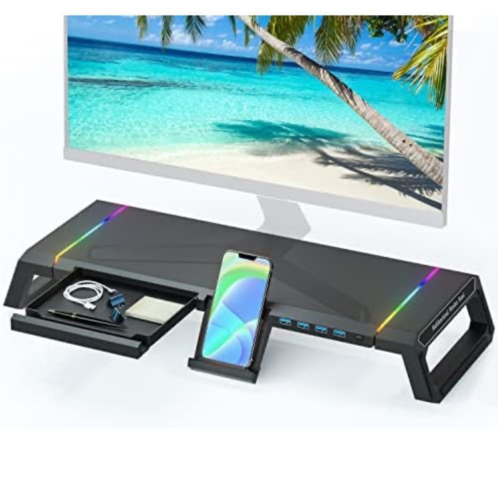 Multifunctional Monitor Stand Foldable Design 3USB2.0 Port & 1USB3.0 Port